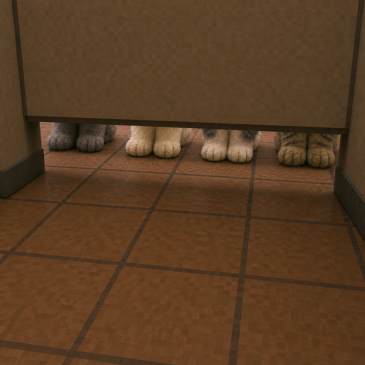 Paws waiting under the door
